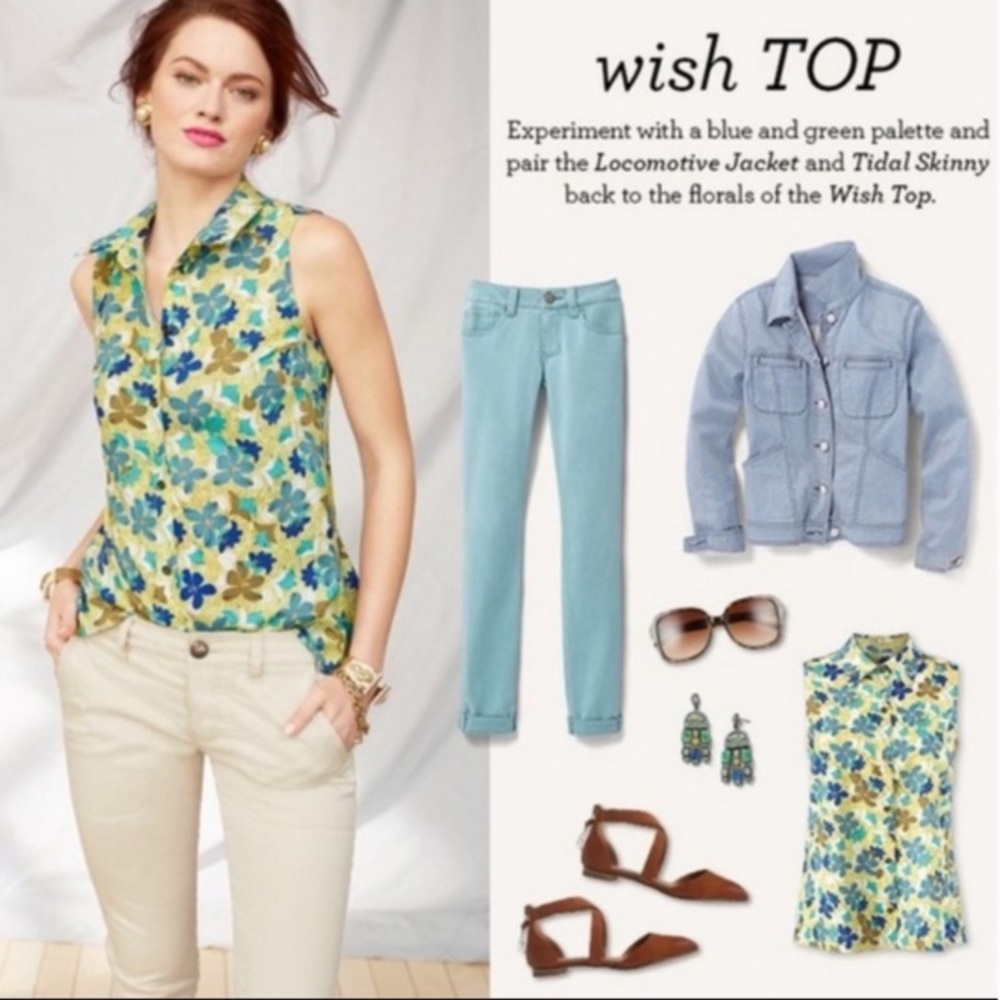 *CAbi Yellow Floral Wish Sleeveless Peplum Small Blouse A76